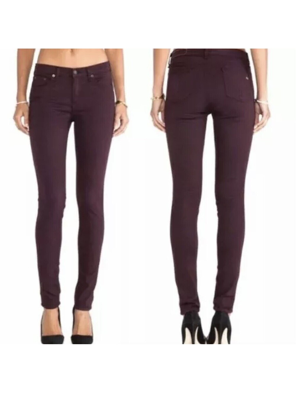 Rag & Bone Wine Color Legging Zipper Skinny Jeans 27